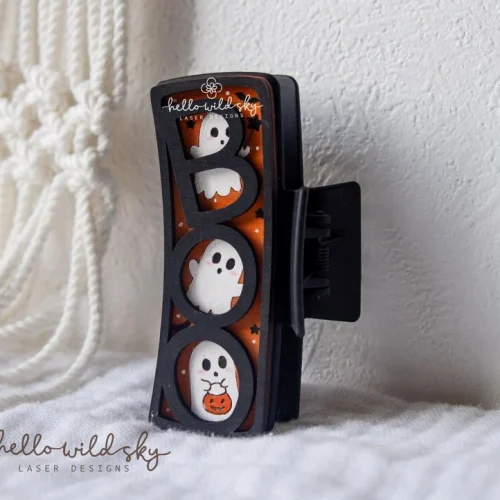 Boo Ghost Hair Clip laser cut design, view 6
