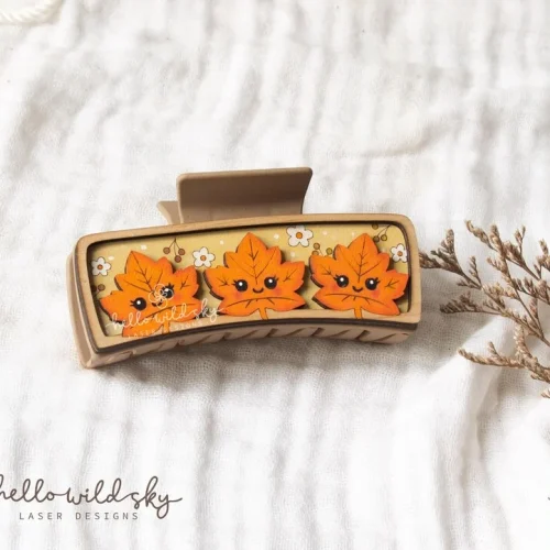Fall Autumn Leaf Hair Clip laser cut design, view 4