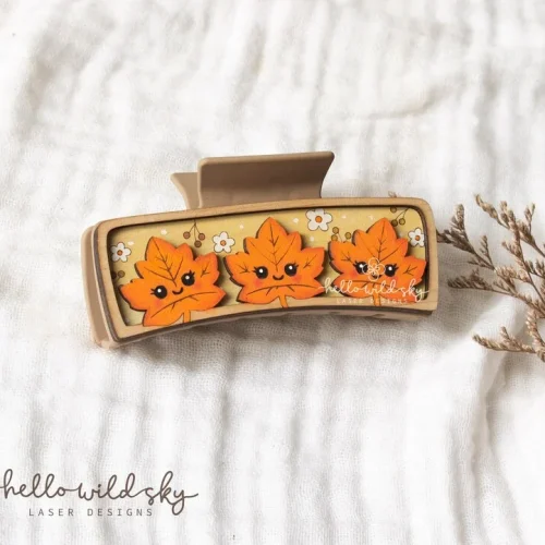 Fall Autumn Leaf Hair Clip laser cut design, view 6