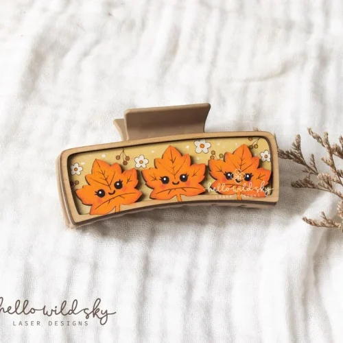 Fall Autumn Leaf Hair Clip laser cut design, view 7