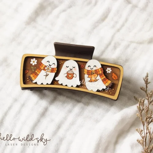 Halloween Cute Ghost Hair Clip laser cut design, view 4