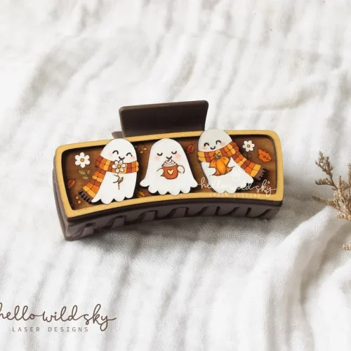 Halloween Cute Ghost Hair Clip laser cut design, view 5
