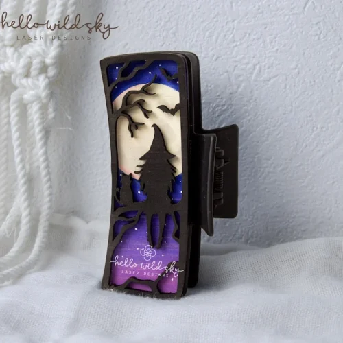 Witchy Hair Clip laser cut design, view 3