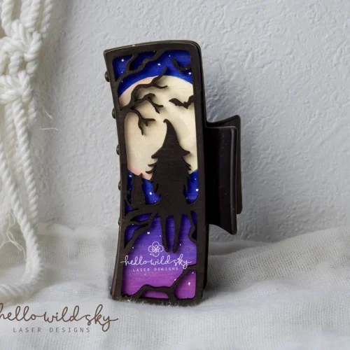 Witchy Hair Clip laser cut design, view 6