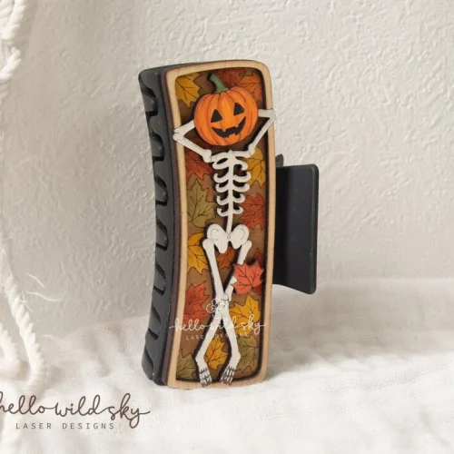 Skeleton Hair Clip laser cut design, view 4