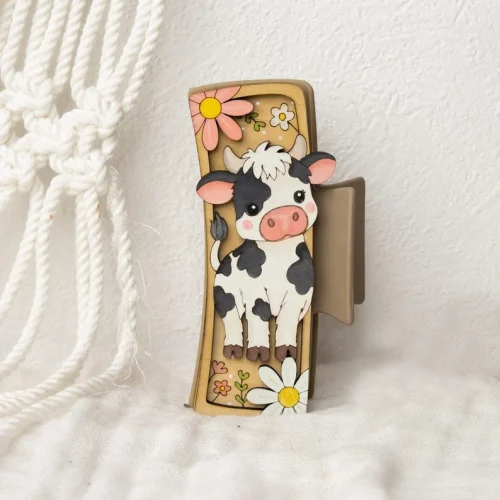 Cute Cow Hair Clip SVG, Cow Claw Clip 4.1", Floral Animal Hair Clip, Farmhouse Hair Accessory, Cow Lover Gift (digital Download)