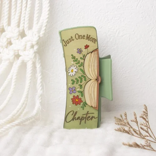 Book Lover Hair Clip SVG, Floral Book Hair Clip 4.1", Floral Reading Accessory Design, Bookworm Claw Clip (digital Download)