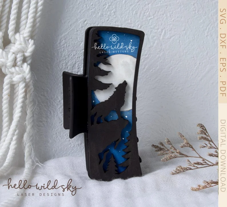 Wolf Hair Clip laser cut file