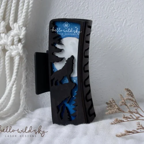 Wolf Hair Clip laser cut design, view 8