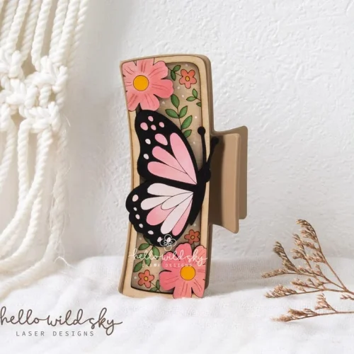 Butterfly Hair Clip SVG File, Butterfly Claw Clip Laser 4.1" File, Butterfly Barrette Design, Spring Hair Clip (digital Download)