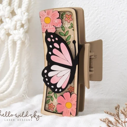 Barrette Design Butterfly Hair Clip laser cut design, view 4