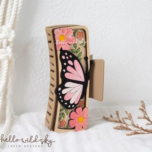 Barrette Design Butterfly Hair Clip laser cut design, view 6