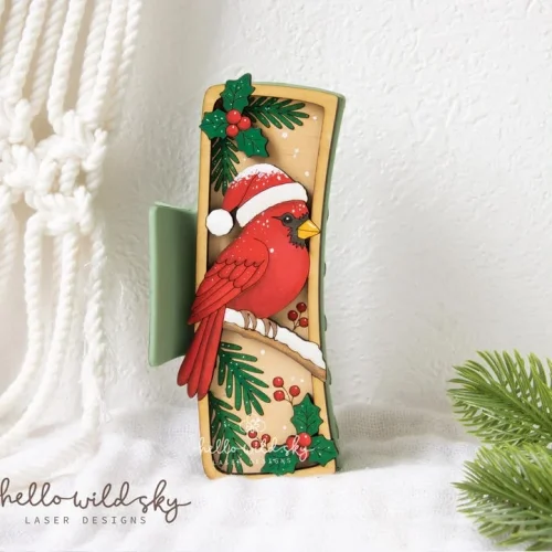 Cardinal Christmas Hair Clip SVG, Christmas Bird Claw Clip 4.1" File, Winter Hair Clip Design, Holiday Hair Accessory, (digital Download)