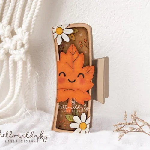 Autumn Leaf Hair Clip 4.1", Cute Fall Leaf Claw Clip 4.1", Maple Leaf Hair Clip Design, Fall Floral Claw Clip (digital Download)