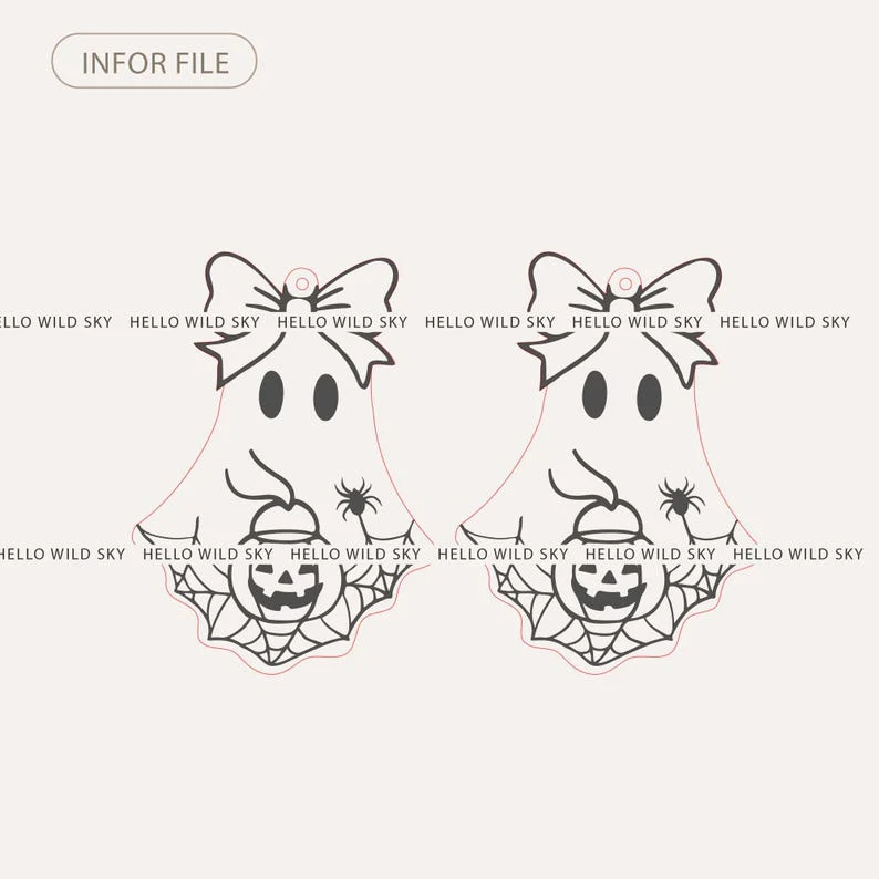 Lace Ghost Coquette Earrings laser cut file